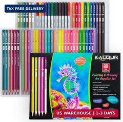 KALOUR 60 Art Drawing Pencils Set,Including Oil-Based, Metallic, Watercolor, Neo