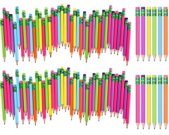108 Pcs Mini Pencils Bulk Small Pre Sharpened 2 HB Half Golf Pencils with Era…