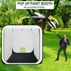 Pop Up Paint Booth 6x6x6ft Portable Spray Tent with Black Floor, Mesh Door an…