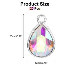20PCS 12x20mm Alloy Glass Crystal Teardrop Charm Jewelry Making Charm