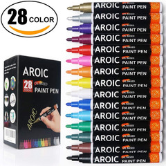 28 Colors Acrylic Paint Markers, 2Mm Fine Tip Permanent Paint Pens – Quick Dry,