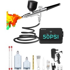 50 PSI Airbrush Kit with Air Compressor, High Pressure Portable Air Brush Gun…