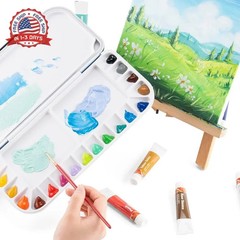Transon Watercolor Palette Folding with Lid 18wells 2 Mixing Areas and 1 Large M