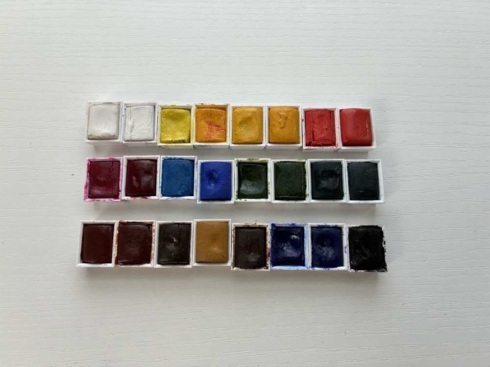 Winsor & Newton Cotman Watercolor 24 Half Pans Used