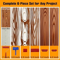 6pcs Wood Grain Tool Set – 7 Inch Rubber Paint Rollers for Realistic Wood