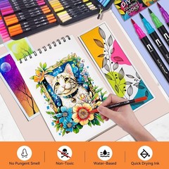 72 Colors Art Paint Markers, Dual Tip Acrylic Paint Pens with Brush Tip & Fi