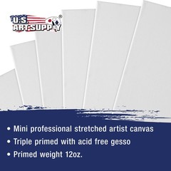 Mini Stretched Canvas 4″ x 4″ Squares White 24-Pack