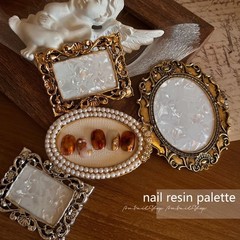2 Pcs Gold Nail Art Palette Mixing Polish Color Tray Set