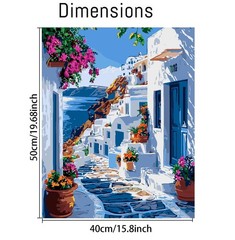 Paint by Numbers for Adult Beginners, Easy Coastal Town Painting 16 x 20 Inches