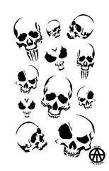 Mylar Camo Skull Gun Spray Painting Stencils RC Model Airbrush 3 Pack Skulls Set
