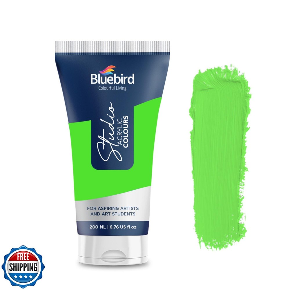 BLUEBIRD Studio Acrylic Paint Tube – Neon Green 6.76 Fl Oz / 200ML – Non Toxi