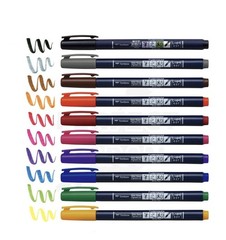 Tombow Fudenosuke Colour 10 Colours Calligraphy Brush Pen Set