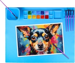 Blue Silicone Craft Mat 20×16 Resin Paint Table Protector Palette Brush Cup Pad