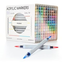 120 Colors Dual Tip Acrylic Paint Markers – Brush & Round Tips for Art, Quick Dr