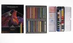 USED Art Supplies Bundle Prismacolor Nupastel 24 Firm Sticks & 24 Watercolor Tin