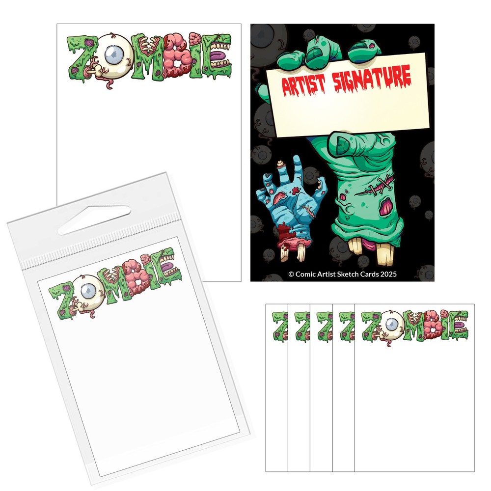 🧟 Zombie Artist Sketch Blank Trading Cards 2.5″x 3.5″ – 32pt Thick – 5 Cards 🧟
