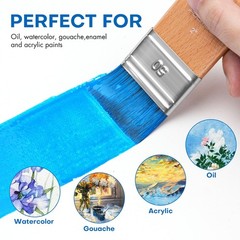 4 PCS Flat Paddle Wide Paint Brushes Set Short Handle Sizes 1/2/3/4 Inch