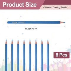 8PCS Colored Pencils Set, Wooden Oil Based Colored Drawing Pencil, Medium Blue
