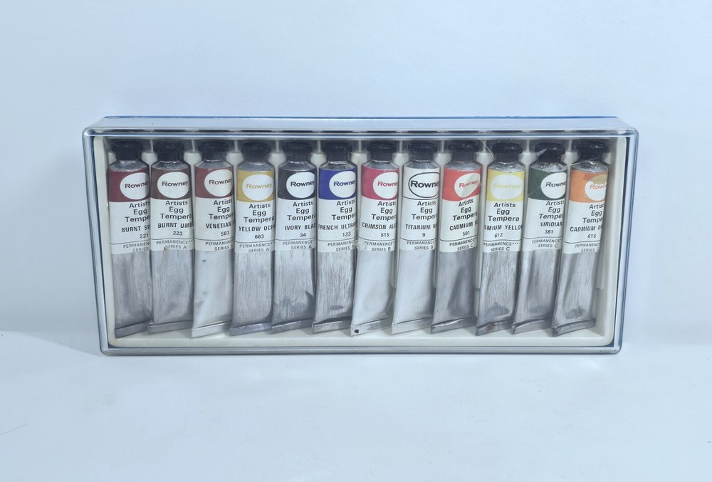 Vintage Rowney Artists Egg Tempera 12 Piece Paint Set – See Details