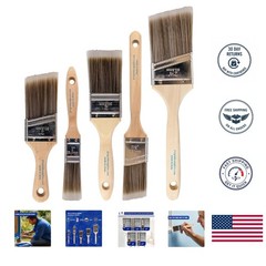 Multicolor 5-Piece Paint Brush Set – Flat & Angle Brushes for Polished Finishes