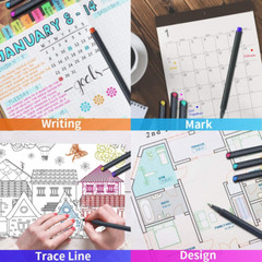 Fineliner Color Pen Set, 0.4Mm Colored Fine Liner Sketch Drawing Pen, Pack of 10