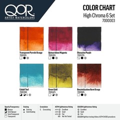 QoR High Chroma 6 Set by GOLDEN, 6 x 5 ml tubes, Professional Watercolor Pain…