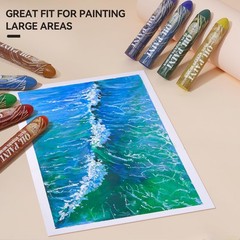 Paul Rubens Large Oil Pastels Set, 12 Colors B (0.79″x4.72″ Jumbo Sticks)