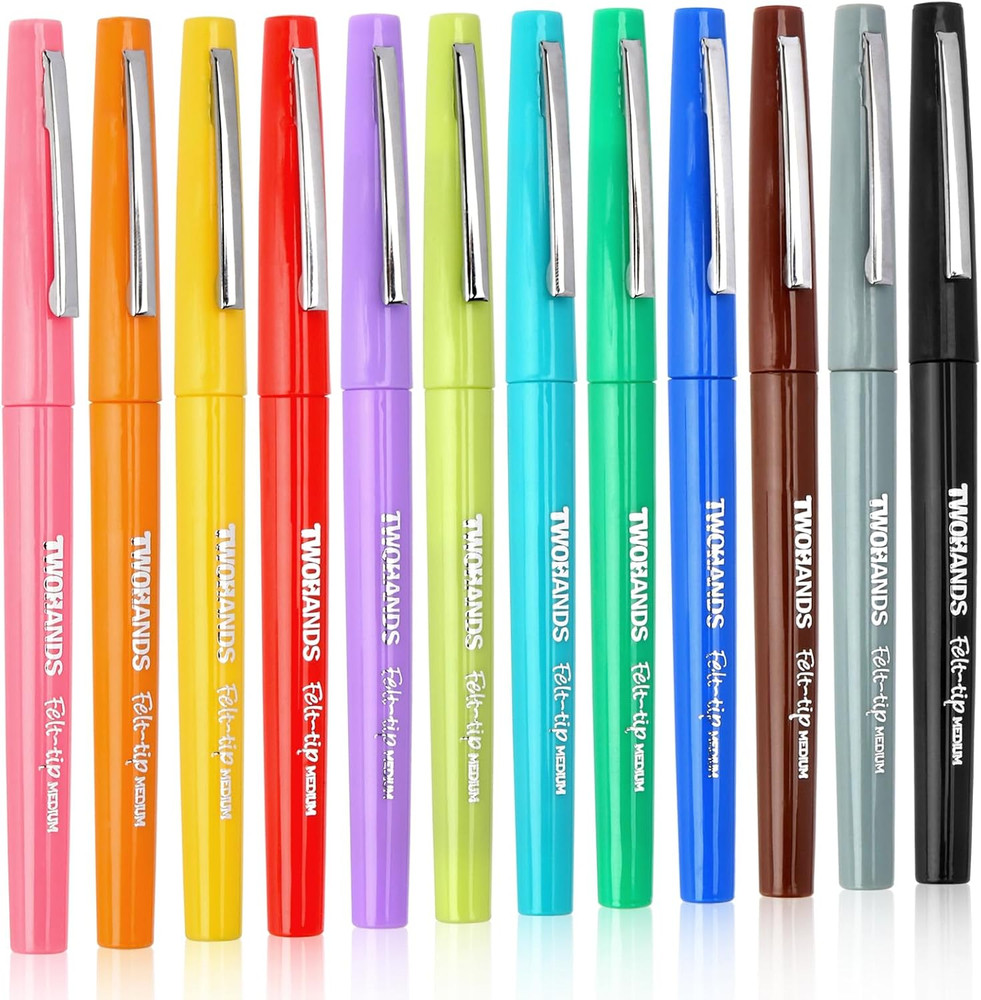 Felt Tip Pens, 0.7Mm Medium Point Fineliner Pens, Assorted Colors No Bleed Felt