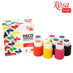 Rosa Talent Glossy Acrylic Paint Set for Decor 9 colors (0.68 oz each)