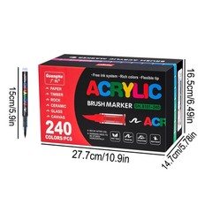 240 Colors Acrylic Paint Markers Set, Soft Flexible Brush Markers for Rock Pa…