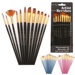 Comfortable Grip Paint Brush Set 12Pcs for Painting Gouache, Canvas Painting