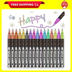 Double Line Markers Outline Pens, Squiggles Shimmer Outline Marker Set, 16 Color