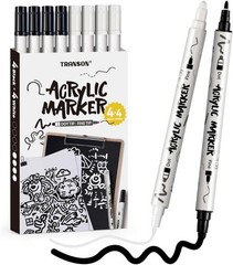 TRANSON 4 Black and 4 White Paint 1 Count (Pack of 8), 4 4