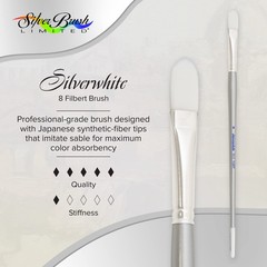 Size 10 Silver Brush 150310 Silverwhite Long Handle White Taklon Filbert