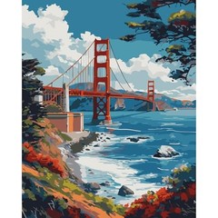 Paint by Numbers Kit for Adults Beginner, Golden Gate Bridge Frameless LOP815