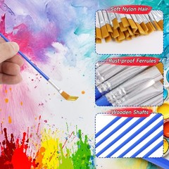 50 Pcs Flat Paint Brushes for Acrylic Watercolor Touch Up Crafts Detail