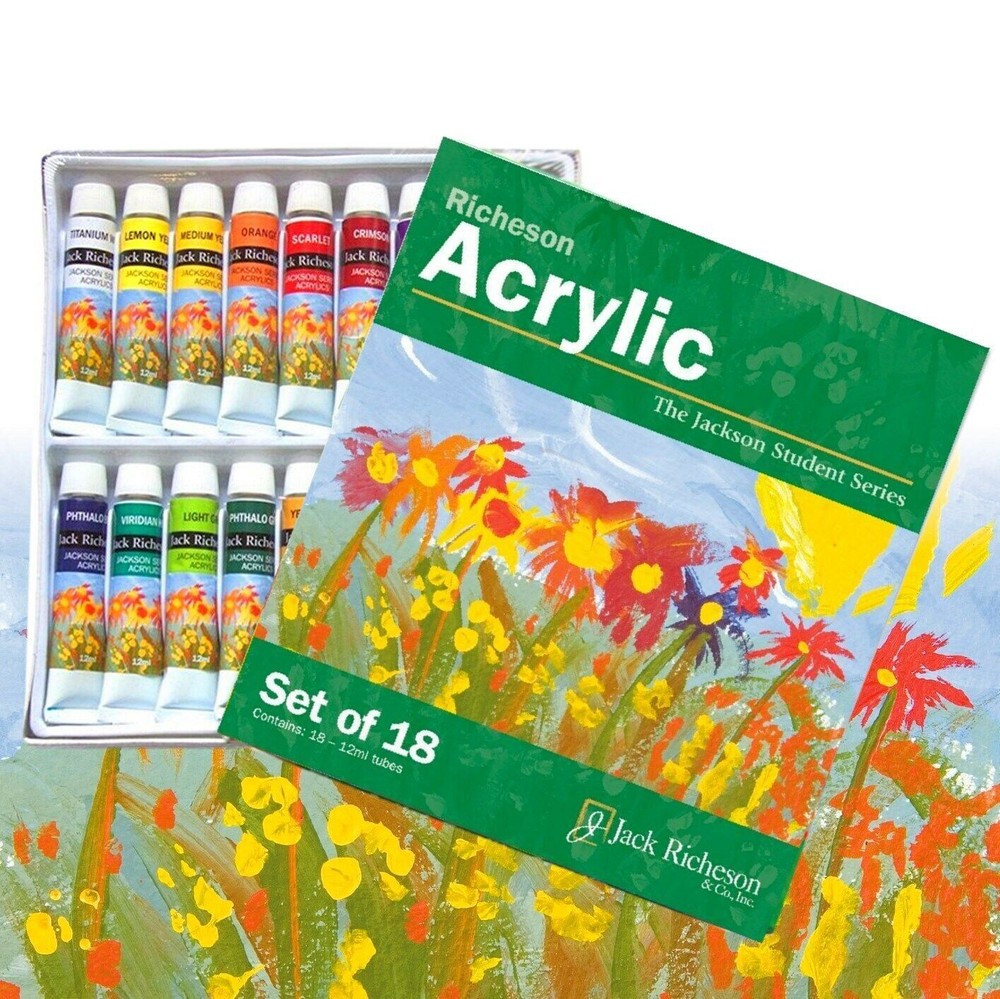 JACK RICHESON 18 Colours x 12ml DESIGNER ACRYLIC PAINT TUBES SET Artists Art