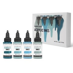 Artists Acrylic Ink Set Color Combination #15 4 PCS 1 Fl Oz 30ml Bottles