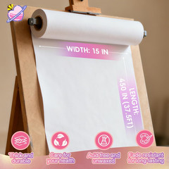 Perkhomy Craft Paper Roll 15″ X 450″ Kraft Paper White Easel Paper Roll for Movi