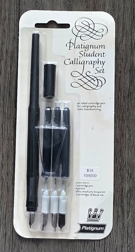 Vintage Right Hand PLATIGNUM Student Calligraphy Set 4 Points 3 Cartridges