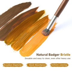 Paint Brush Set 6Pcs Natural Badger Hair Dome Blending Mop – Versatile for Oil