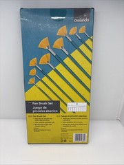 Brand New Crelando Fan Brush Set Of 9 – Oil Acrylic Watercolor – Teal Handle