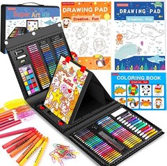 Art Supplies Kit 283 Pieces | Drawing Set with Easel Pads Crayons and More