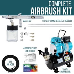 PRO 3 Tip 0.3 0.5 0.8mm Siphon Feed Dual-Action Airbrush Set Kit Tank Compressor
