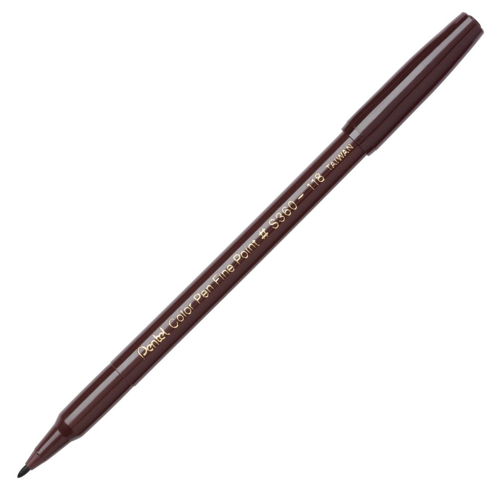 S360-118 Pentel Arts Color Pen Marker, Fine Point, Dark Brown Ink, Pack of 1
