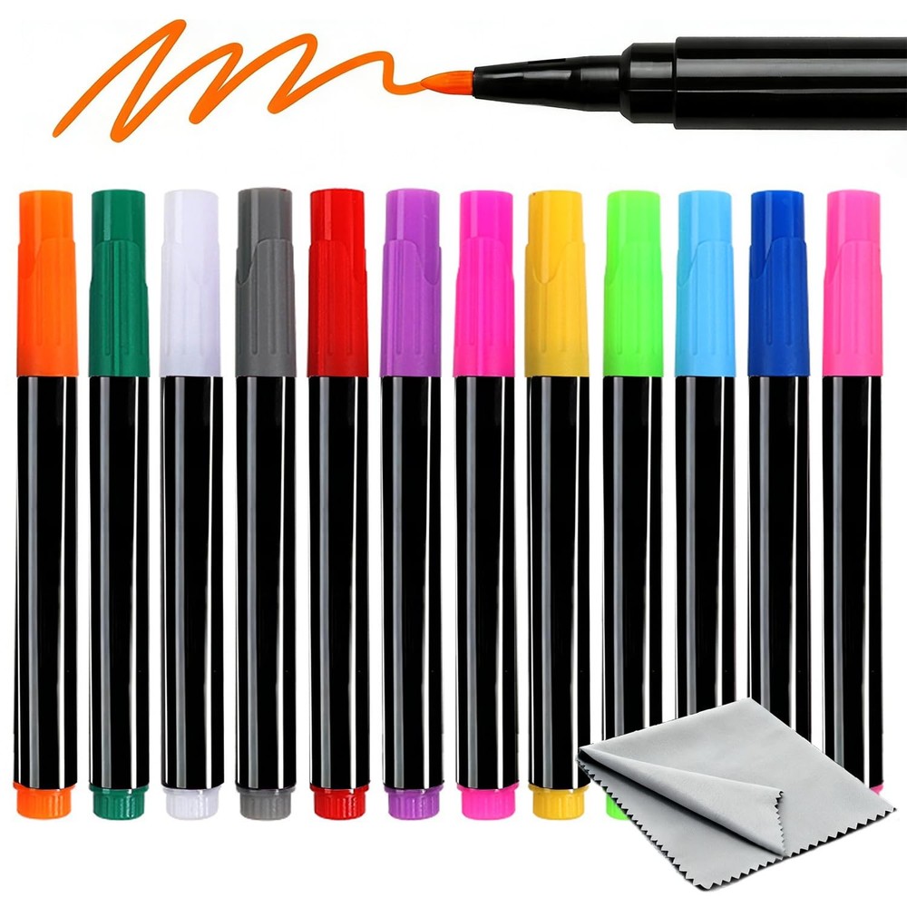 Yipaga 12-Color Markers for LED Drawing Board, Erasable Light Board Marker Pe…