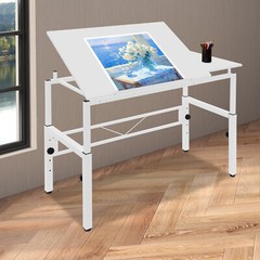 Adjustable Tilting Drawing Table 120 × 60 cm White Drafting Desk