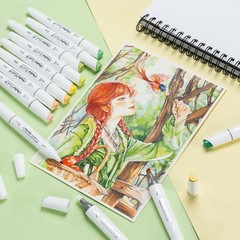 Alcohol Markers 108 Colors: Fine & Slim Broad Chisel Dual Tips Alcohol-based Ref