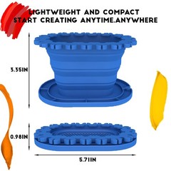All in One Paint Brush Cleaner Rinse Cup Foldable Blue Art Brush Washer