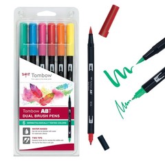 ABT6P3 Dual Brush Pen Multicolor Drawing Art Calligraphy Markers 6 PCS